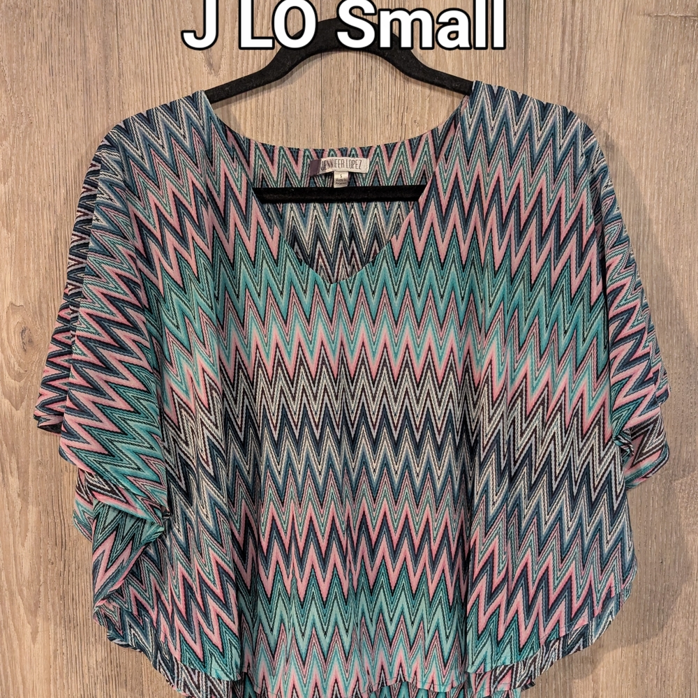 Jennifer Lopez Zigzag Blouse - Blue, Pink, Black